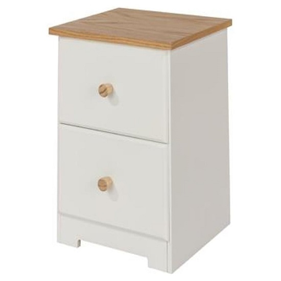 Chorley Two Drawer Bedside Cabinet In White And Soft Cream