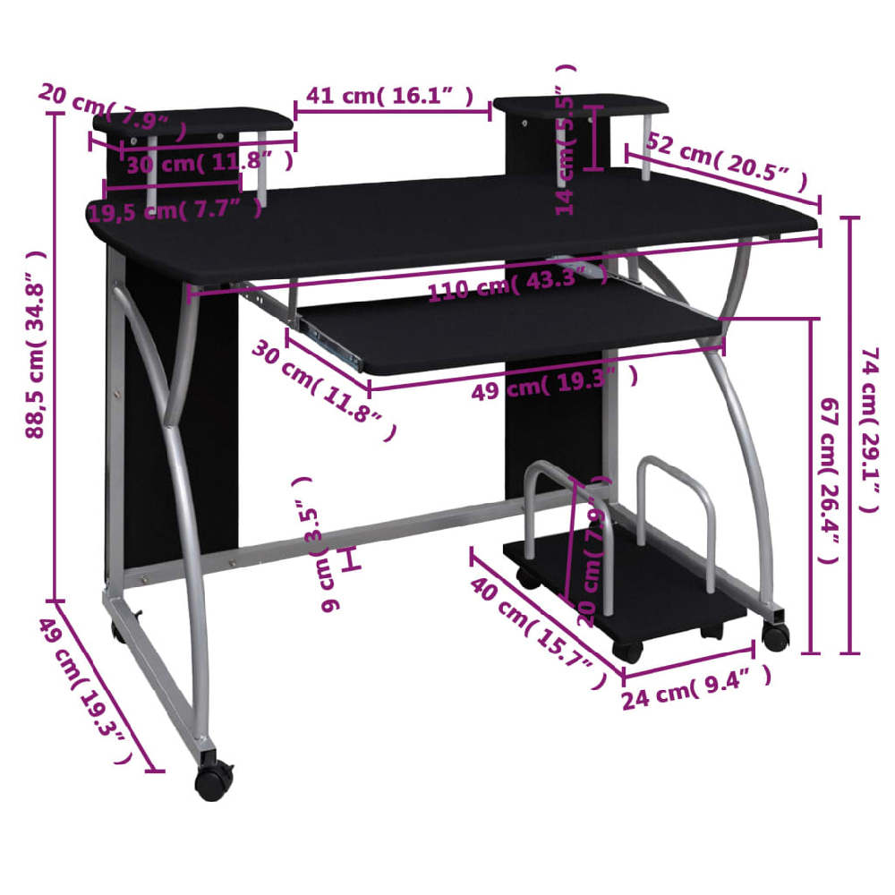 Colquitt Wooden Straight Computer Desk In Black