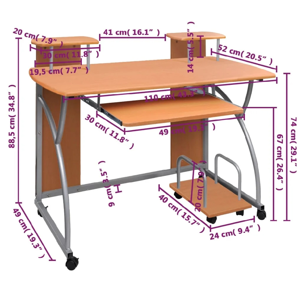 Colquitt Wooden Straight Computer Desk In Brown
