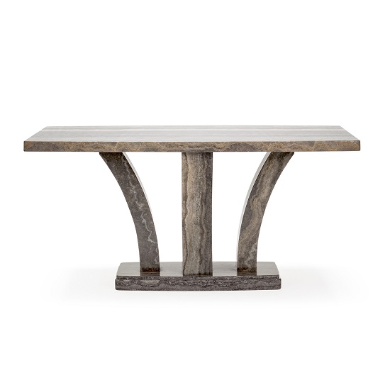 Colton High Gloss Marble Dining Table Rectangular In Pearl Grey