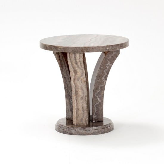Colton Marble End Table Round In Pearl Grey Furniture in Fashion