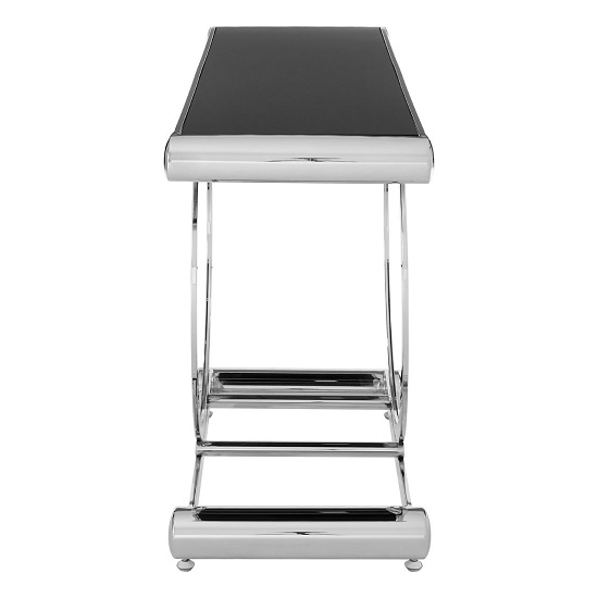 Columbus Black Glass Console Table With Polished Silver Frame_2