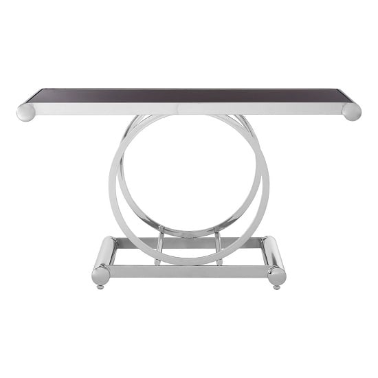 Columbus Black Glass Console Table With Polished Silver Frame_3
