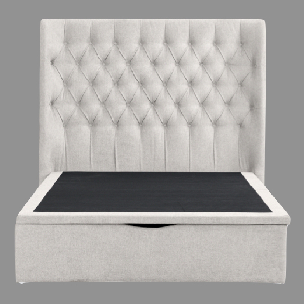 Colusa Fabric Ottoman Storage Double Bed In Beige