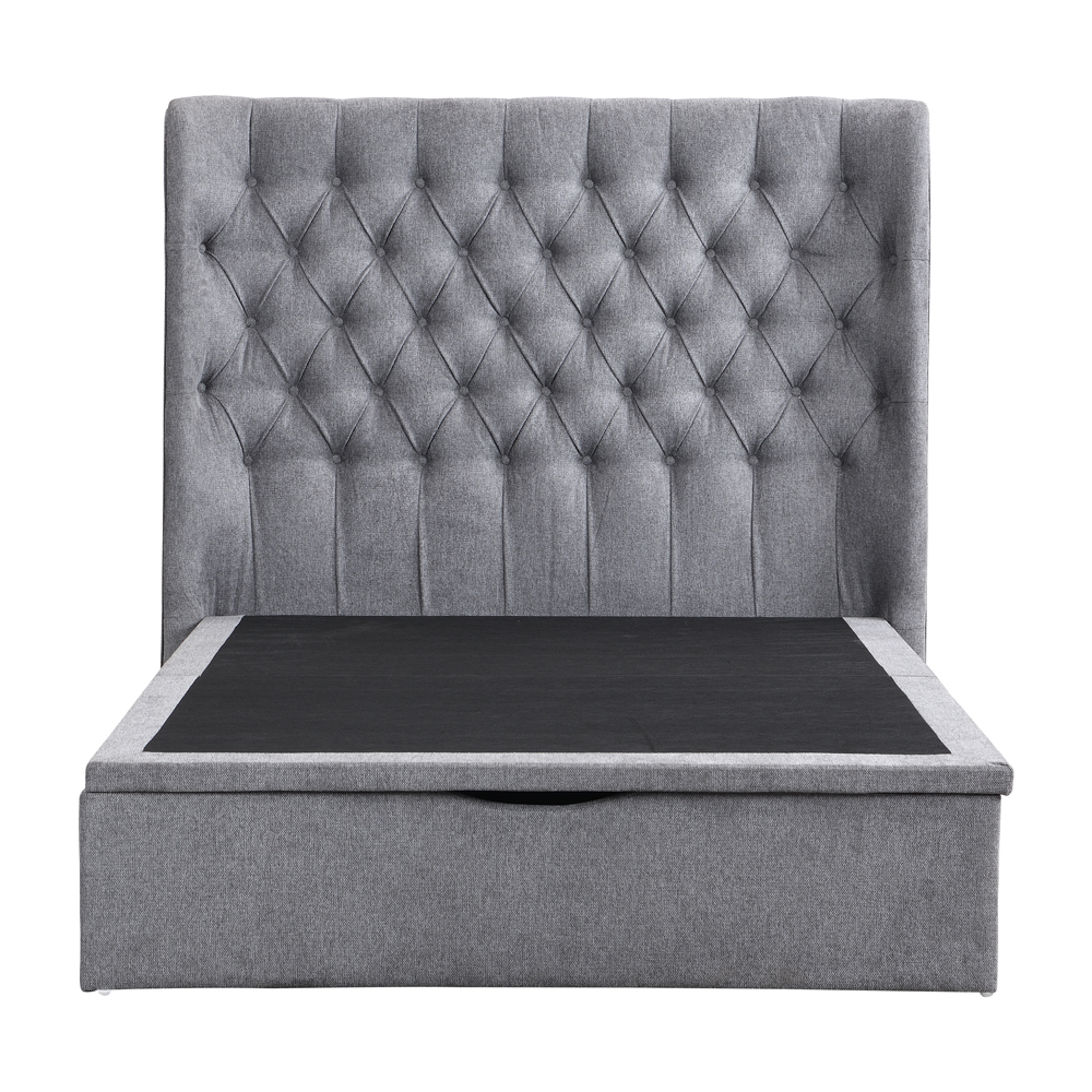 Colusa Fabric Ottoman Storage Double Bed In Grey