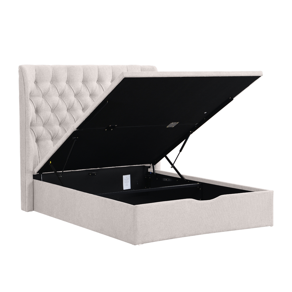 Colusa Fabric Ottoman Storage King Bed In Beige