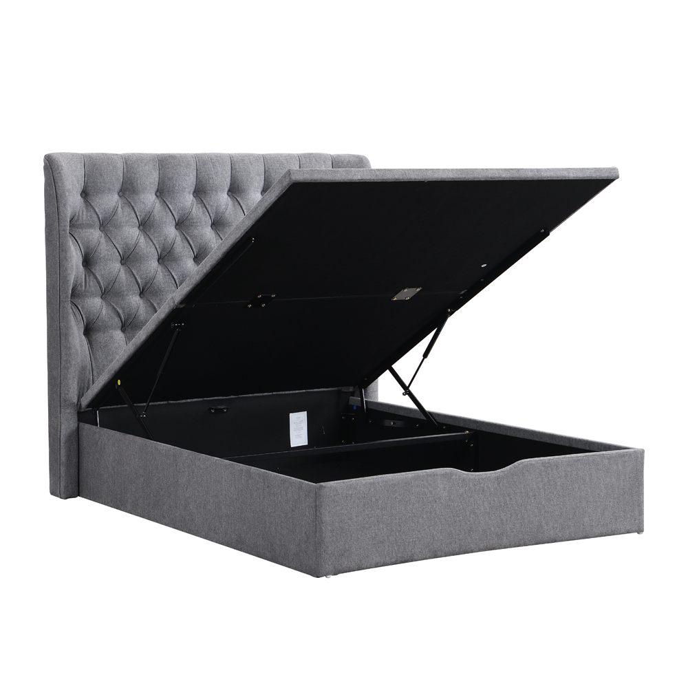 Colusa Fabric Ottoman Storage King Bed In Grey