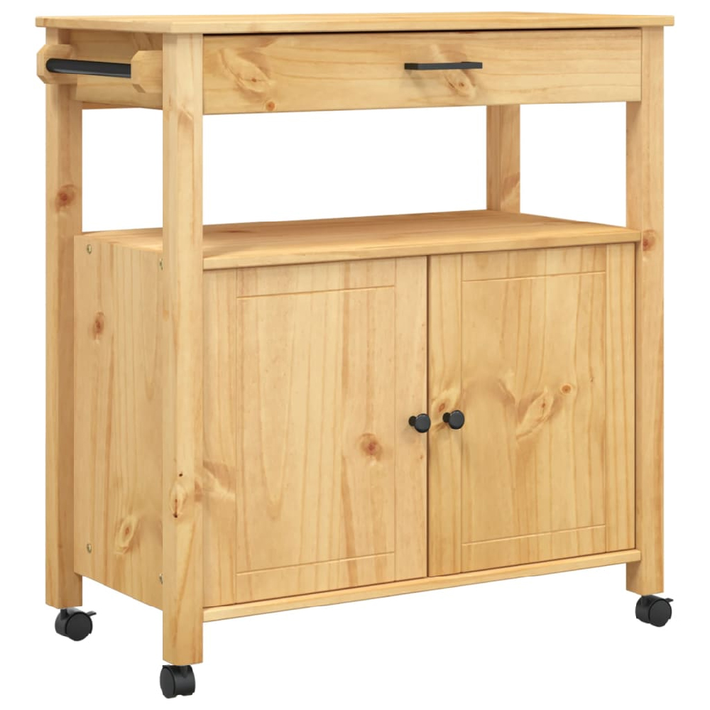 Colville Wooden Large Kitchen Trolley With 2 Doors In Brown
