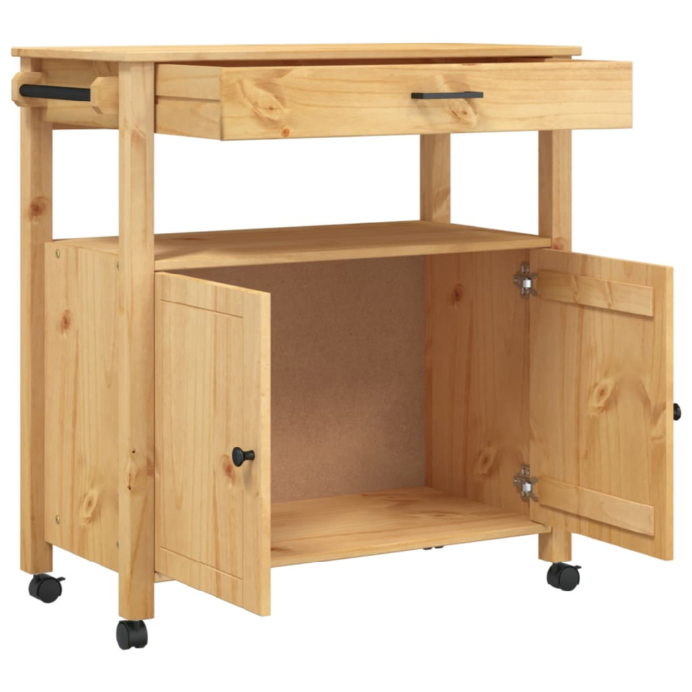 Colville Wooden Large Kitchen Trolley With 2 Doors In Brown