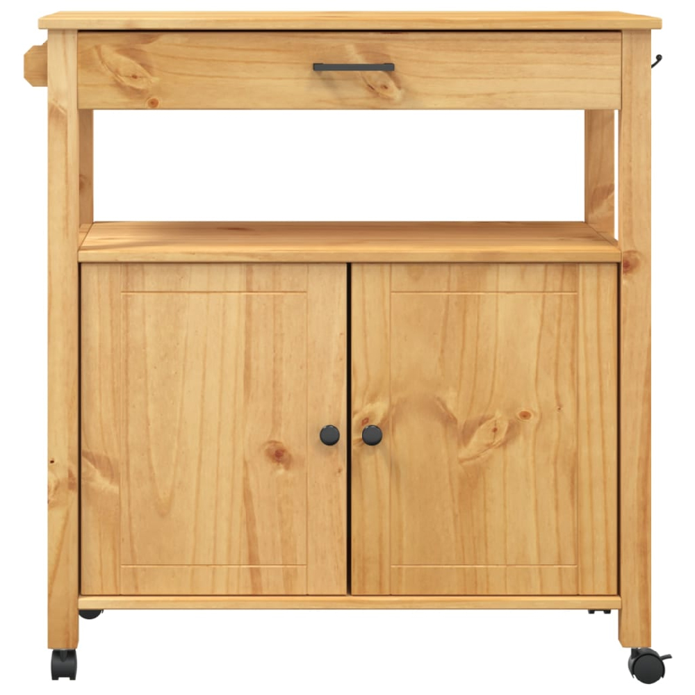 Colville Wooden Large Kitchen Trolley With 2 Doors In Brown