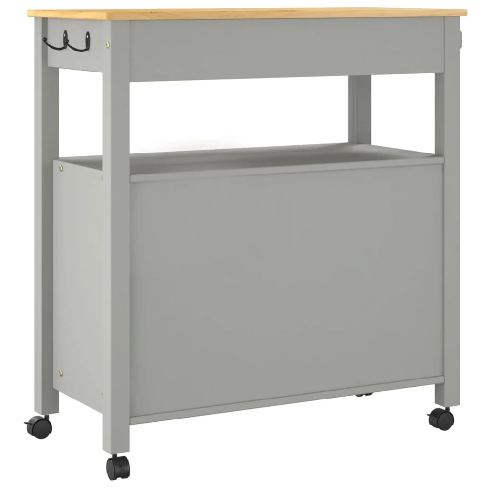 Colville Wooden Large Kitchen Trolley With 2 Doors In Grey Brown
