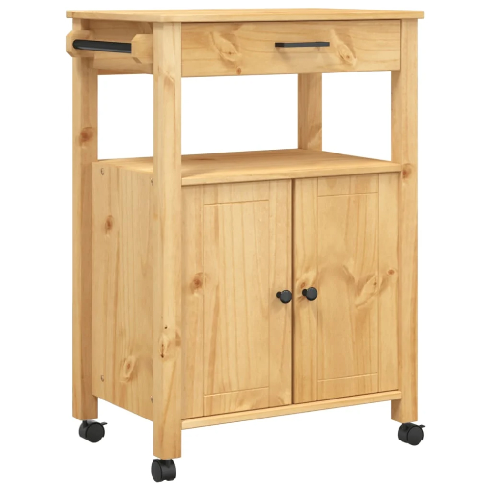 Colville Wooden Small Kitchen Trolley With 2 Doors In Brown