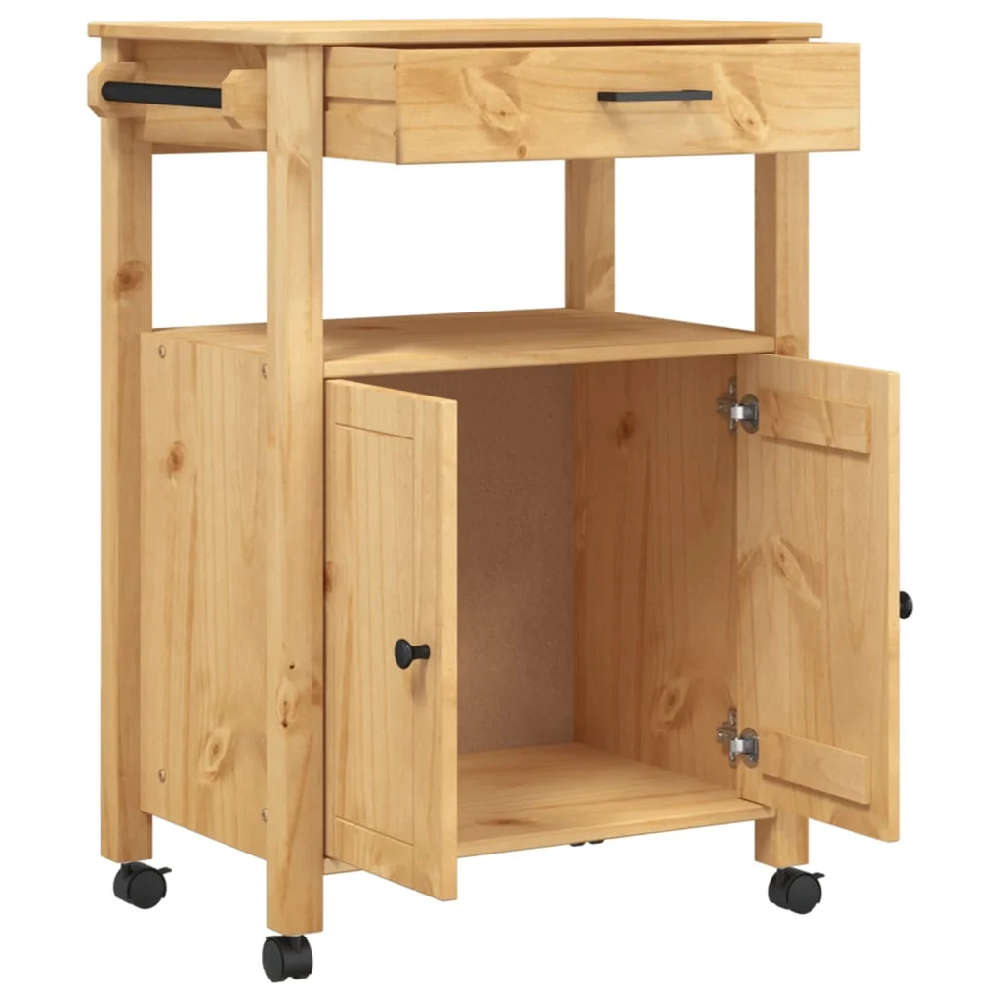 Colville Wooden Small Kitchen Trolley With 2 Doors In Brown