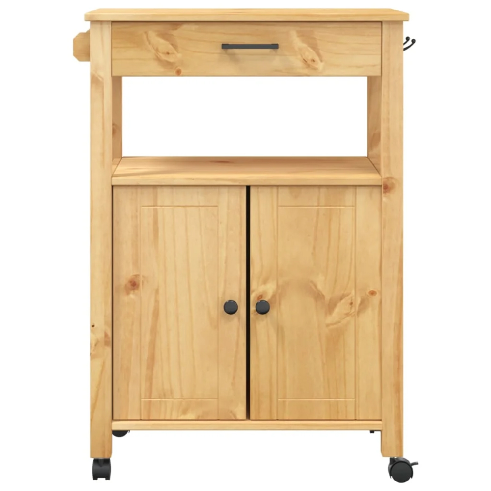 Colville Wooden Small Kitchen Trolley With 2 Doors In Brown