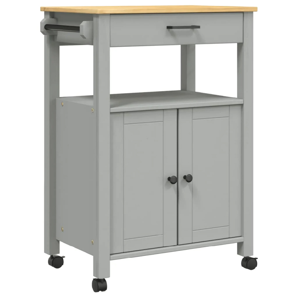 Colville Wooden Small Kitchen Trolley With 2 Doors In Grey Brown