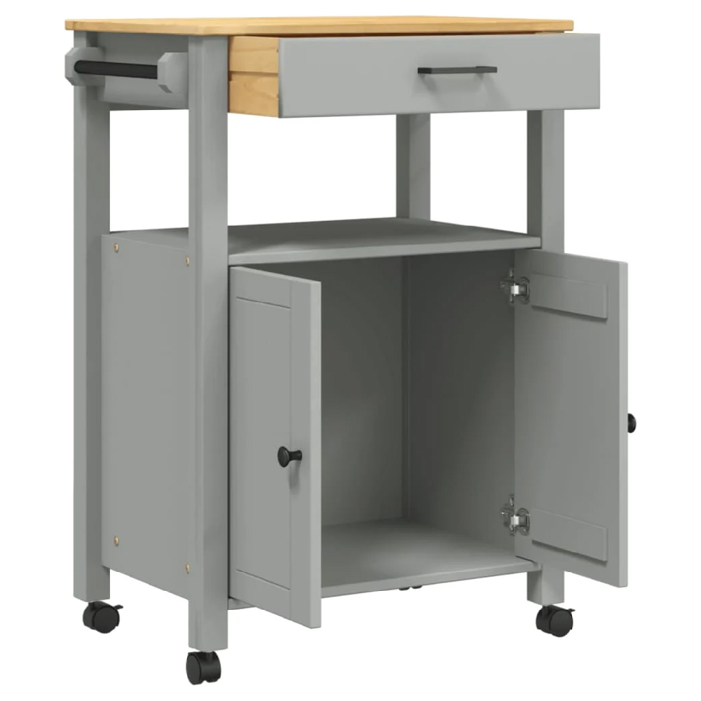 Colville Wooden Small Kitchen Trolley With 2 Doors In Grey Brown