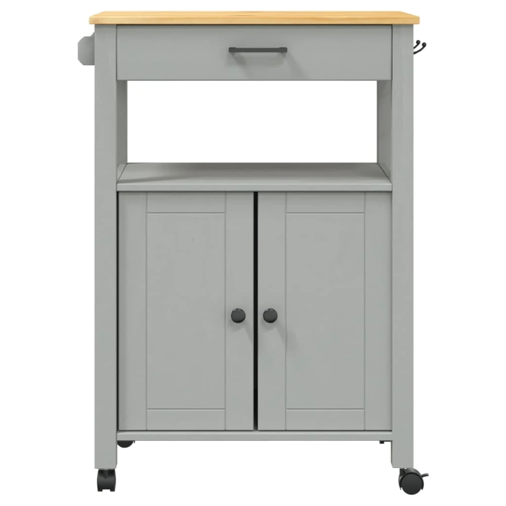 Colville Wooden Small Kitchen Trolley With 2 Doors In Grey Brown
