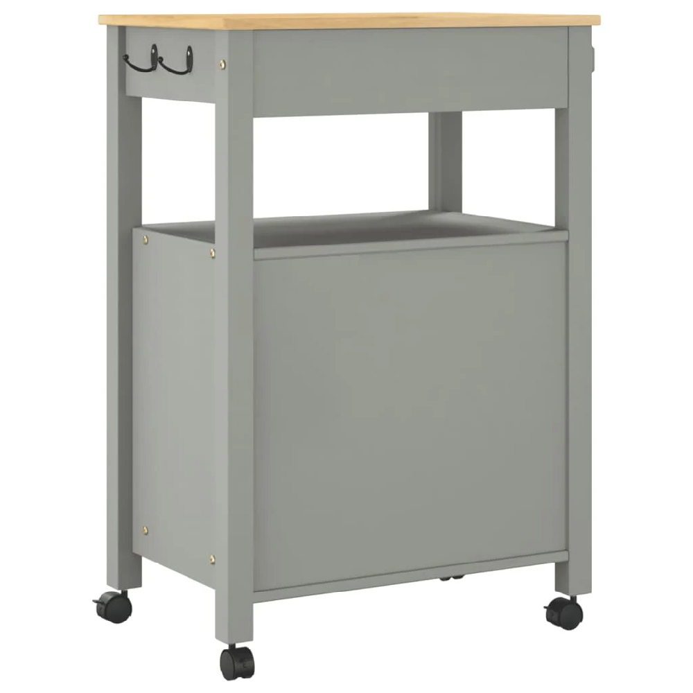 Colville Wooden Small Kitchen Trolley With 2 Doors In Grey Brown