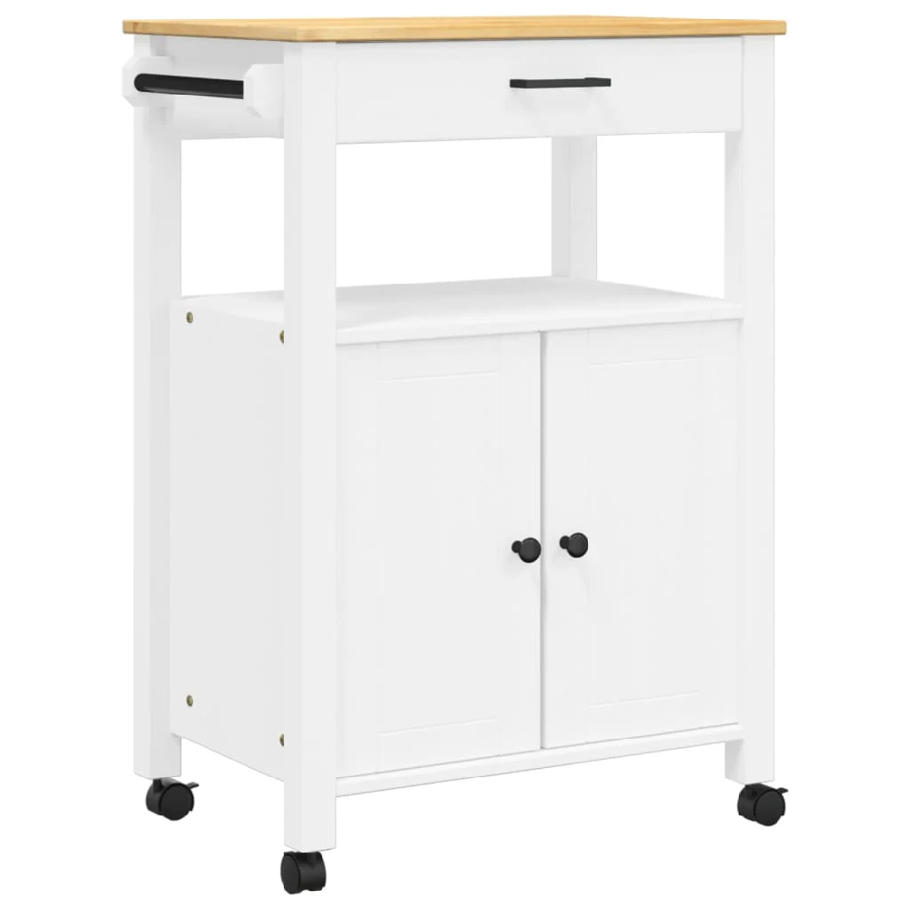 Colville Wooden Small Kitchen Trolley With 2 Doors In White Brown