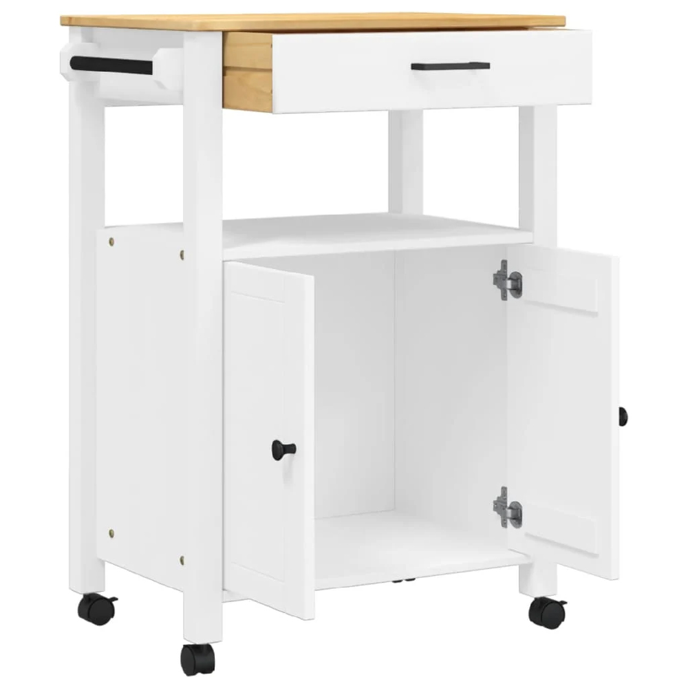 Colville Wooden Small Kitchen Trolley With 2 Doors In White Brown