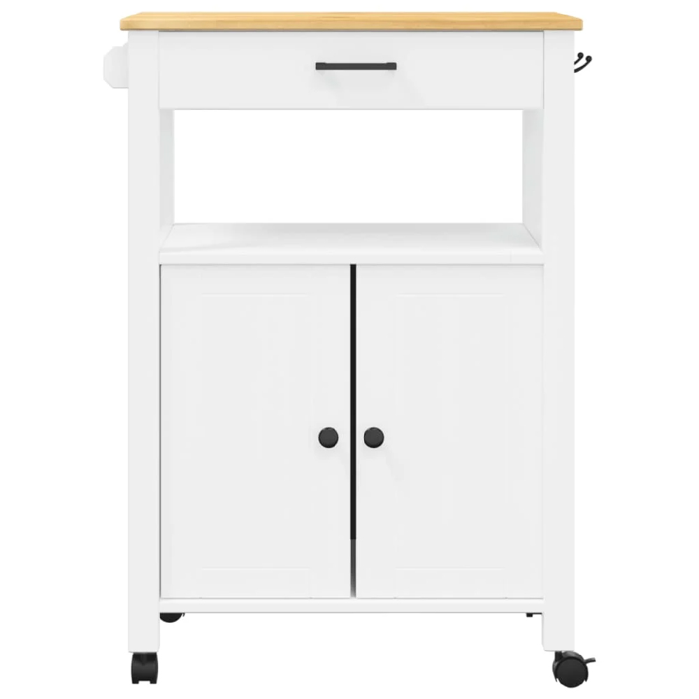 Colville Wooden Small Kitchen Trolley With 2 Doors In White Brown