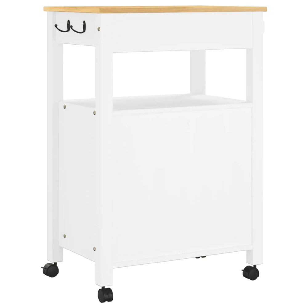 Colville Wooden Small Kitchen Trolley With 2 Doors In White Brown