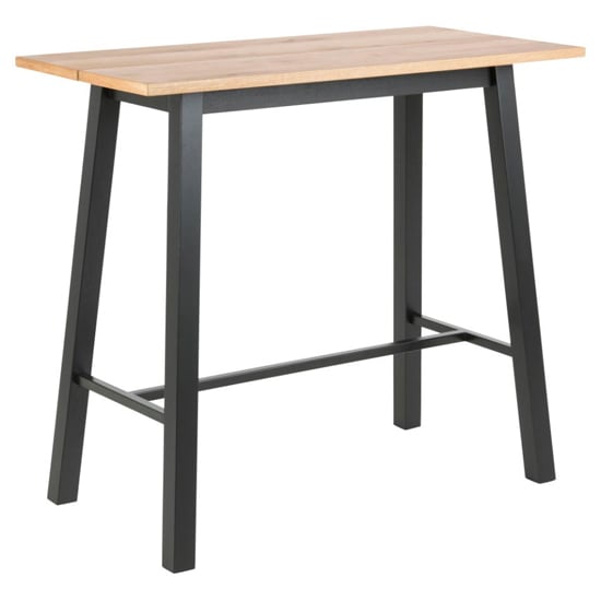 Product photograph of Colza Wooden Bar Table With Black Metal Legs In Wild Oak from Furniture in Fashion
