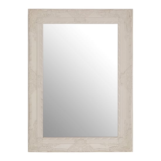 Comato Rectangular Wall Bedroom Mirror In Muted White Frame