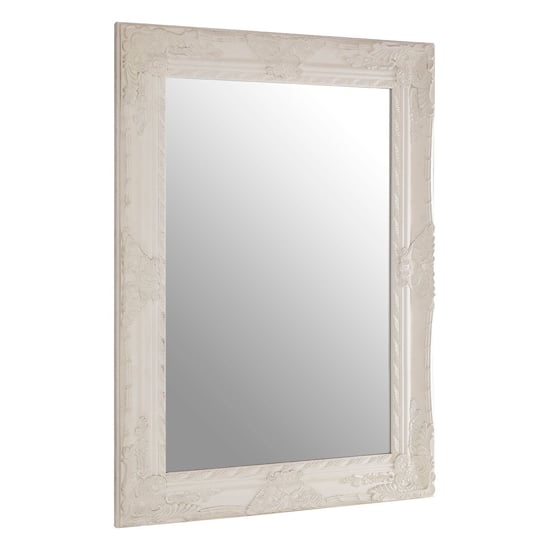 Photo of Comato rectangular wall bedroom mirror in muted white frame