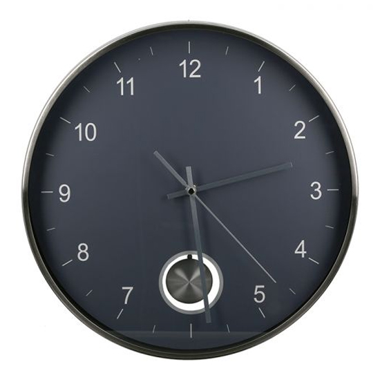 Read more about Comb glass wall clock with dark grey and silver metal frame