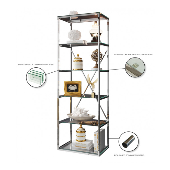Como Clear Glass Display Stand In Silver Stainless Steel Frame Sale