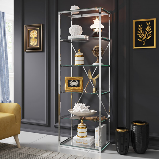 Como Clear Glass Display Stand In Silver Stainless Steel Frame Sale