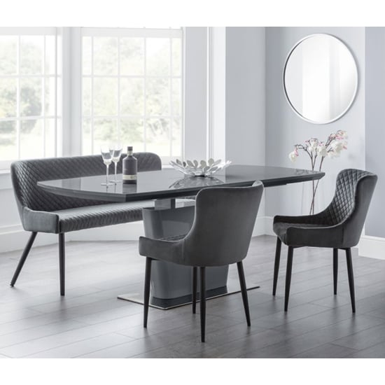 Caishen Extending High Gloss Dining Table In Grey_2
