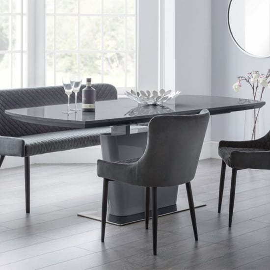 Caishen Extending High Gloss Dining Table In Grey_1