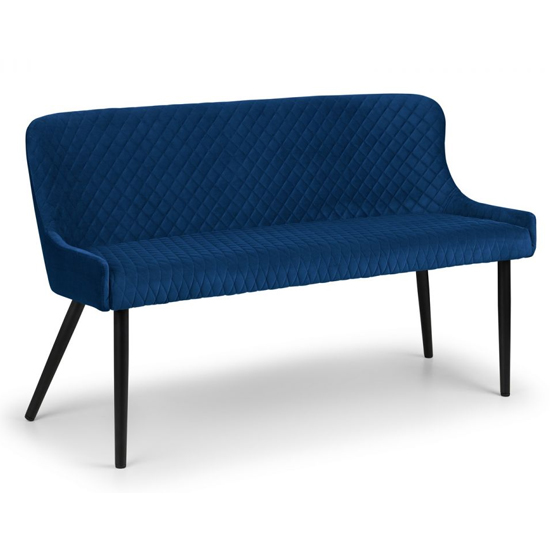 Cosey Extending White Gloss Dining Table Bench 2 Blue Chairs