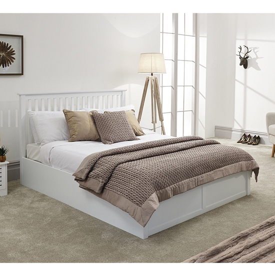 Read more about Castleford wooden ottoman double bed in white