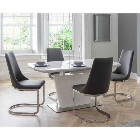 Photo of Caishen extending high gloss dining table in white