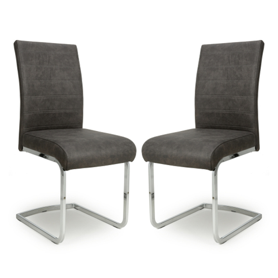Read more about Conary dark grey suede effect dining chairs in pair
