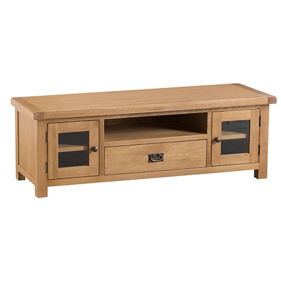 Product photograph of Concan Wooden 2 Doors And 1 Drawer Tv Stand In Medium Oak from Furniture in Fashion