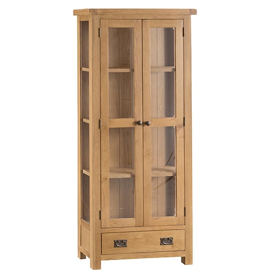 Product photograph of Concan Wooden 2 Doors Display Cabinet In Medium Oak from Furniture in Fashion
