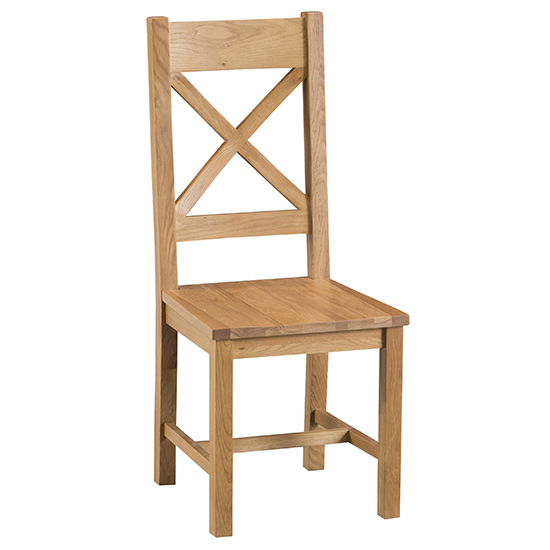 Product photograph of Concan Cross Back Wooden Seat Dining Chair In Medium Oak from Furniture in Fashion
