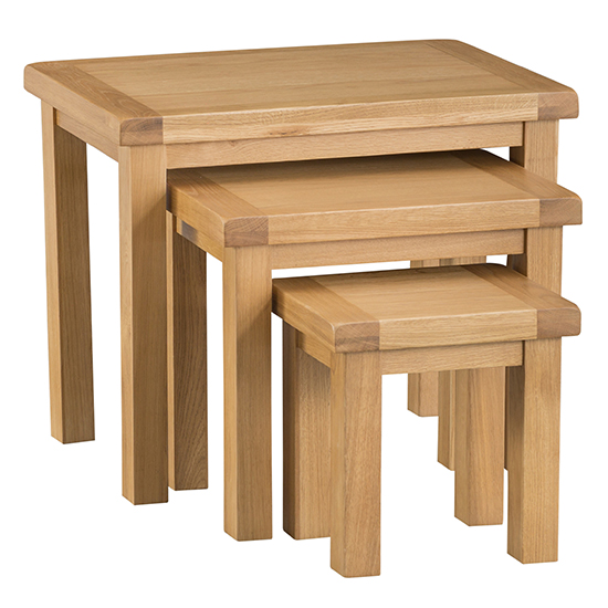 Concan Wooden Nest Of 3 Tables In Medium Oak thumbnail