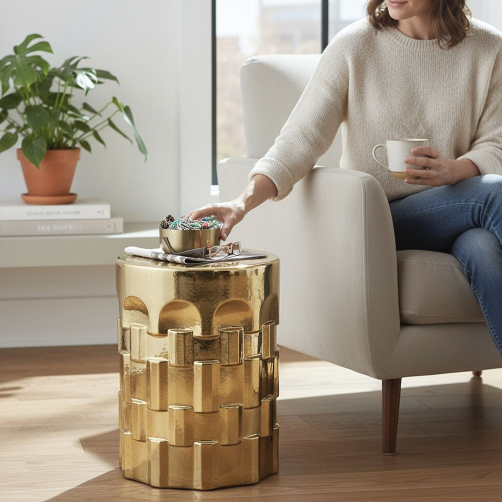 Concord Ceramic Side Table in Gold