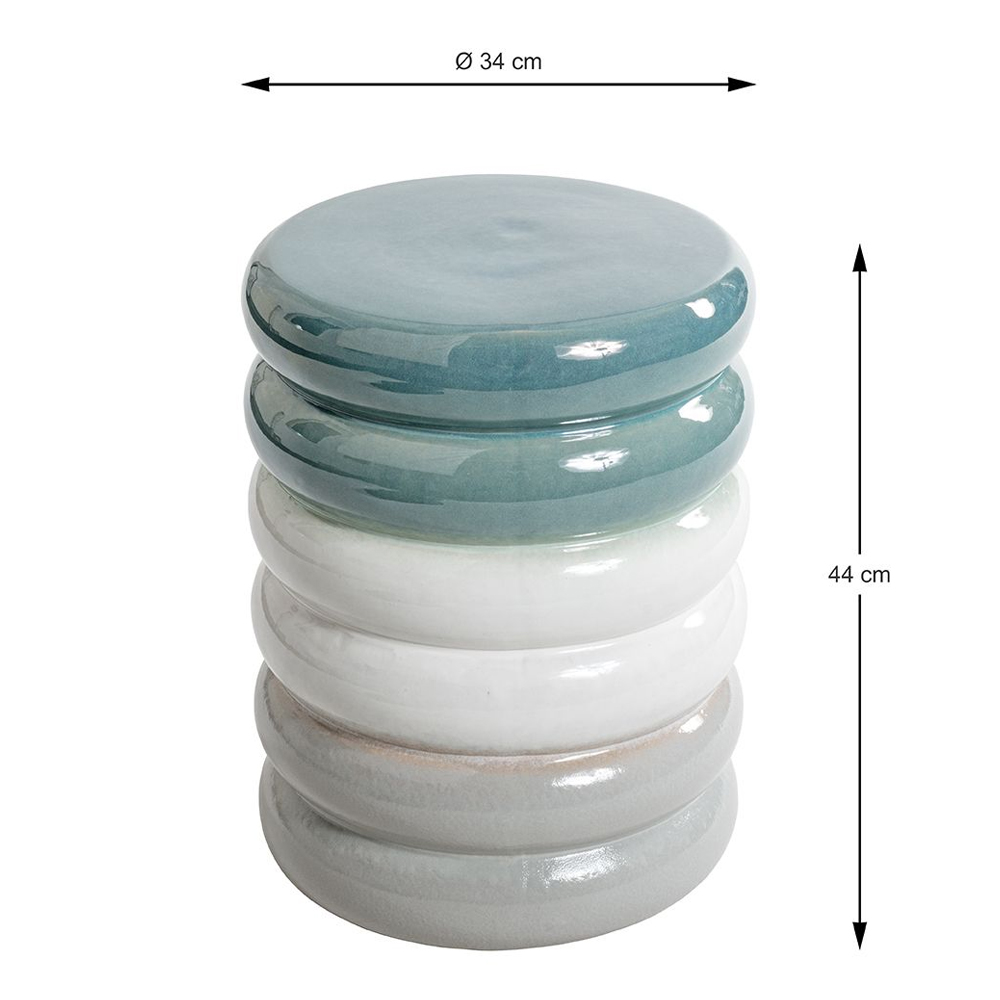 Concord Ceramic Side Table in Grey and White Green
