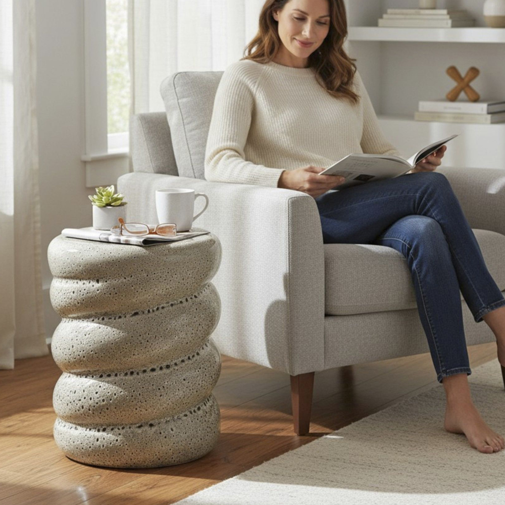 Concord Ceramic Side Table in Grey