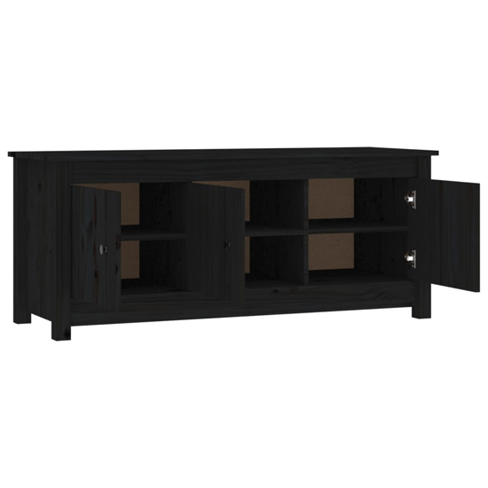 Concord Pinewood Shoe Storage Bench With 3 Doors In Black Furniture