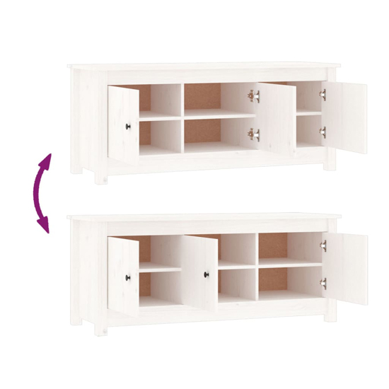 Concord Pinewood Shoe Storage Bench With 3 Doors In White