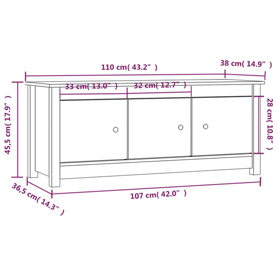 Concord Pinewood Shoe Storage Bench With 3 Doors In White