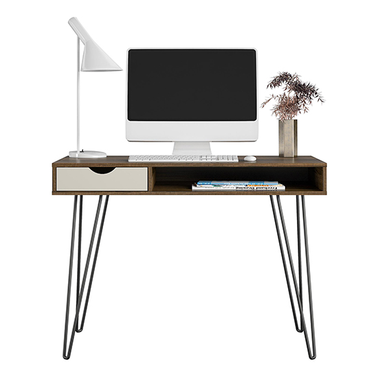 Catoosa Wooden Laptop Desk With 1 Drawer In Brown Oak