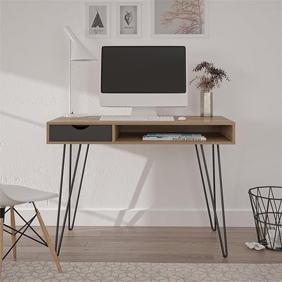 Product photograph of Cowes Wooden Storage Computer Desk In Natural from Furniture in Fashion